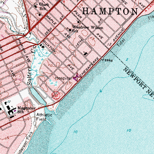 Topographic Map of Riverside Rehabilitation Institute, VA