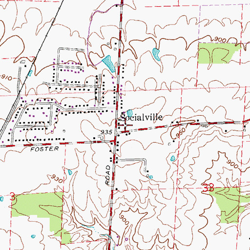 Topographic Map of Socialville Baptist Church, OH