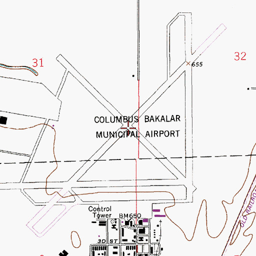 Topographic Map of Atterbury Army Air Field (historical), IN
