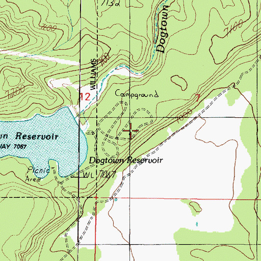Topographic Map of Dogtown Campground, AZ