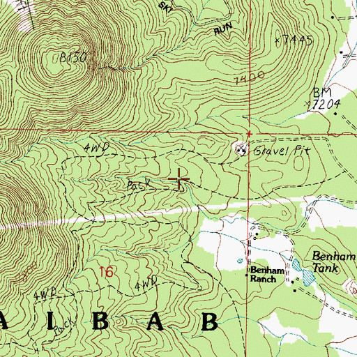 Topographic Map of Benham Trail, AZ