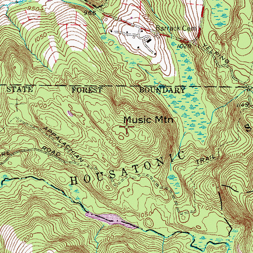 Topographic Map of Music Mountain, CT