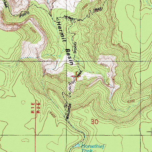 Topographic Map of Waldron Trail, AZ