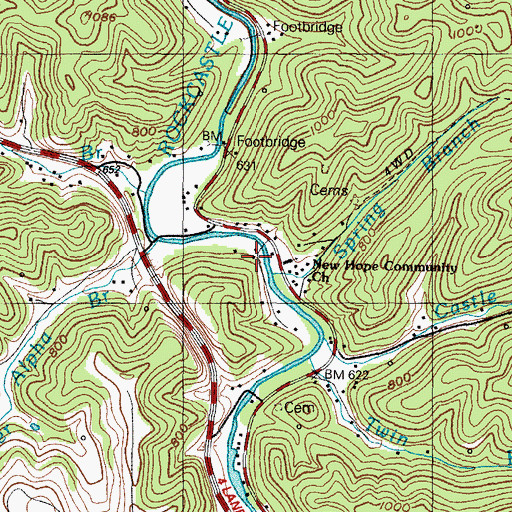 Topographic Map of Castle (historical), KY