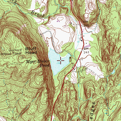 Topographic Map of Myer Huber Pond, CT