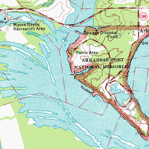 Topographic Map of Alligator Slough, AR