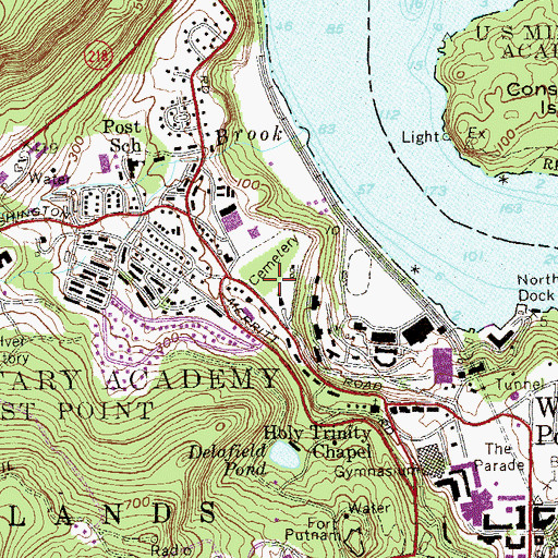 Topographic Map of Cadets Garden (historical), NY