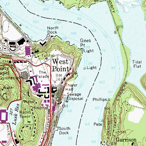 Topographic Map of Battery Knox (historical), NY