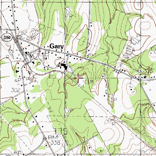 Topographic Map of Gary Cemetery, TX