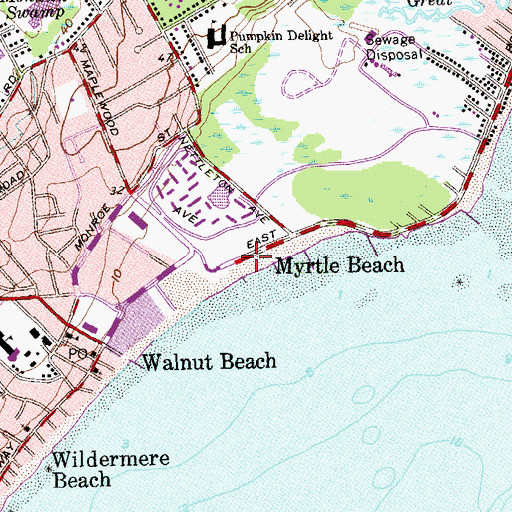 Topographic Map of Myrtle Beach, CT