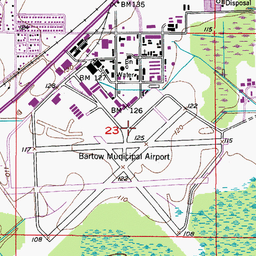 Topographic Map of Bartow Army Air Field (historical), FL