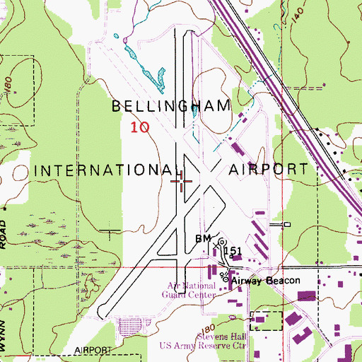Topographic Map of Bellingham Army Air Field (historical), WA