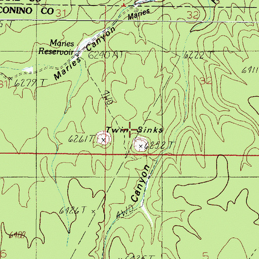 Topographic Map of Twin Sinks, AZ