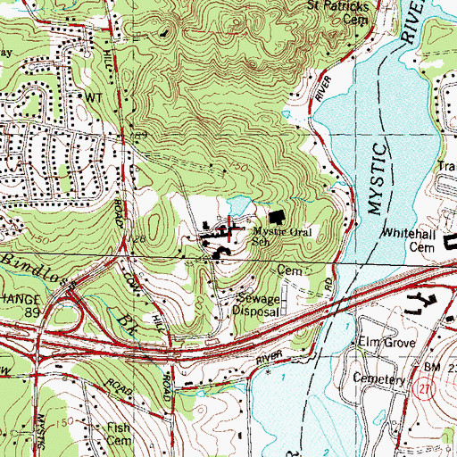 Topographic Map of Mystic Education Center, CT