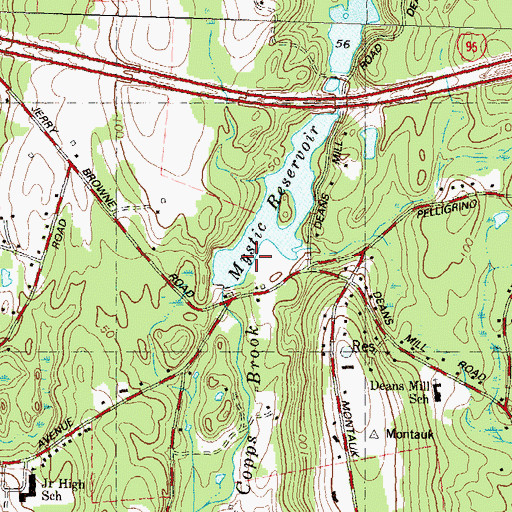 Topographic Map of Mystic Reservoir, CT