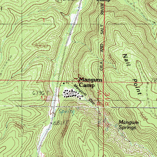 Topographic Map of Mangum Camp, AZ