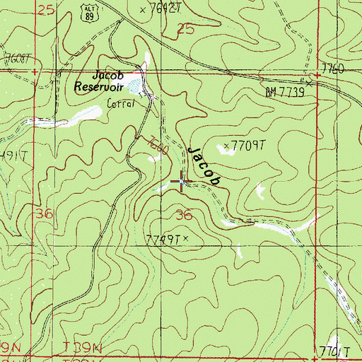 Topographic Map of Jacob Reservoir Number Two, AZ