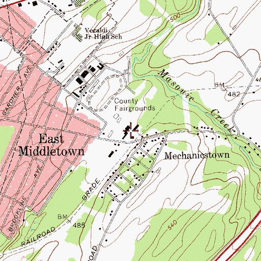 Topographic Map of Mechanicstown School, NY