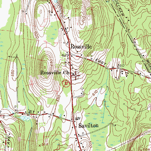 Topographic Map of Rossville Cemetery, NY