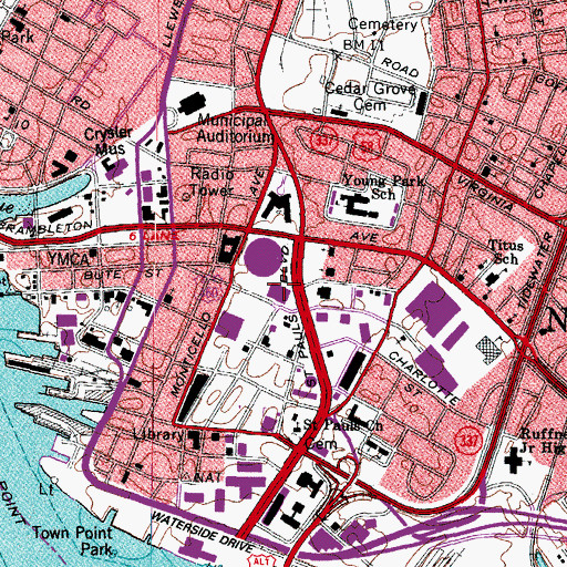 Topographic Map of Chrysler Hall, VA