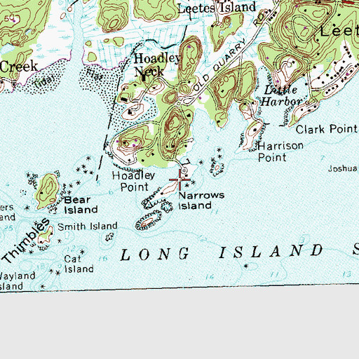 Topographic Map of Narrows Island, CT