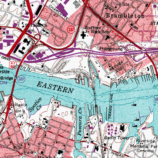 Topographic Map of Boathouse Concert Pavilion, VA