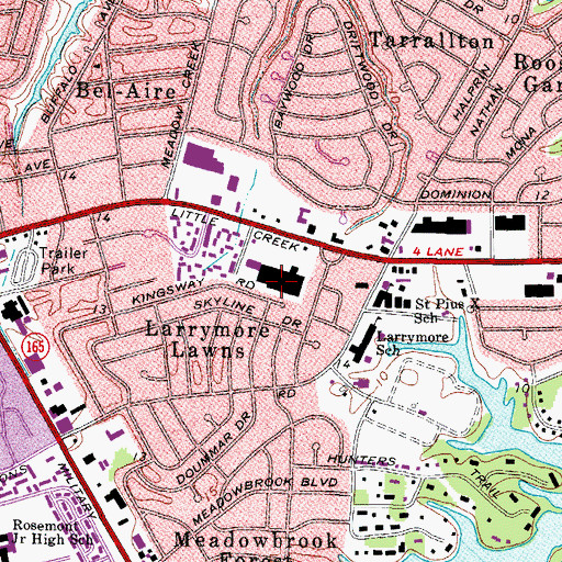 Topographic Map of Wedgewood Plaza Shopping Center, VA