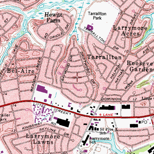 Topographic Map of Wedgewood, VA