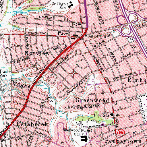 Topographic Map of Norview Heights, VA