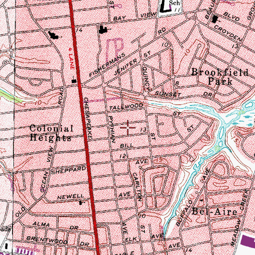 Topographic Map of Cherokee Heights, VA