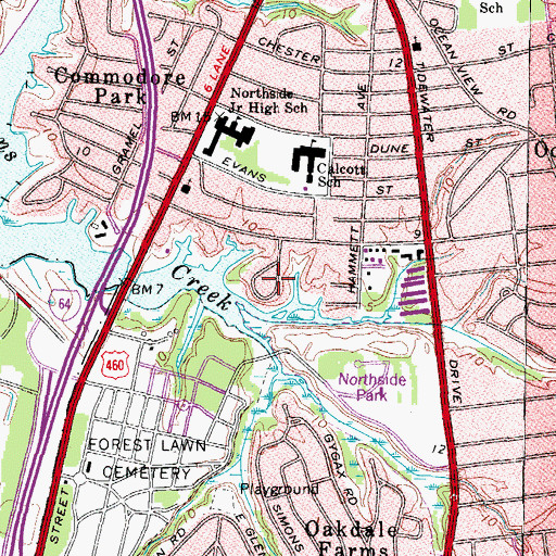 Topographic Map of Bay View Park, VA