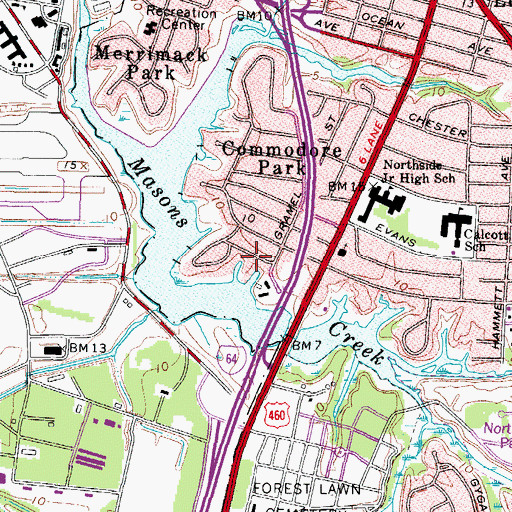 Topographic Map of Granby Shores, VA