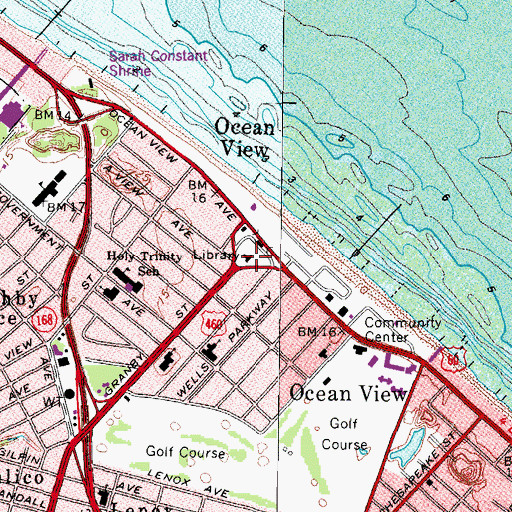 Topographic Map of Mary D Pretlow Branch Norfolk Public Library, VA