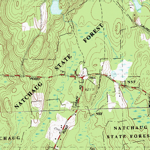 Topographic Map of Natchaug State Forest, CT