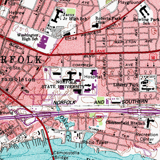 Topographic Map of Mills E Godwin Student Center, VA