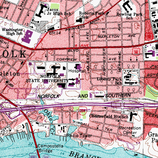 Topographic Map of Roy A Woods Science Building, VA