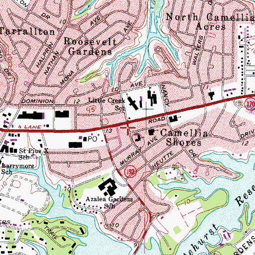 Topographic Map of Little Creek Branch Norfolk Public Library, VA