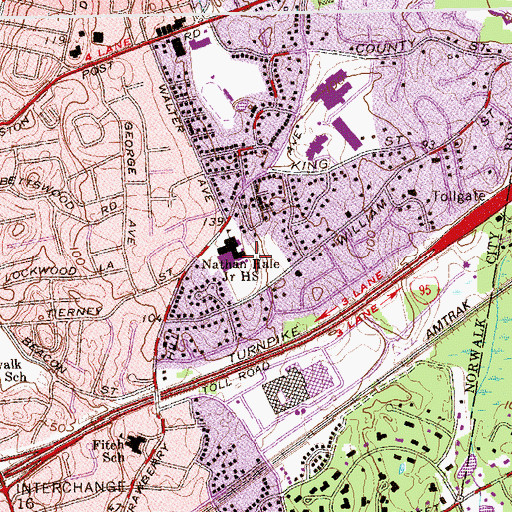 Topographic Map of Nathan Hale Middle School, CT