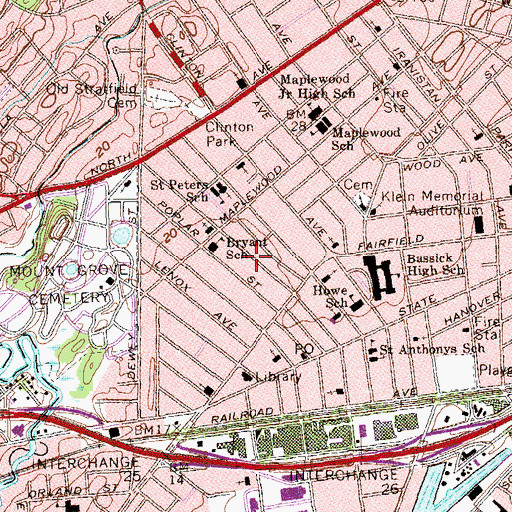 Topographic Map of Nathan Hale School, CT