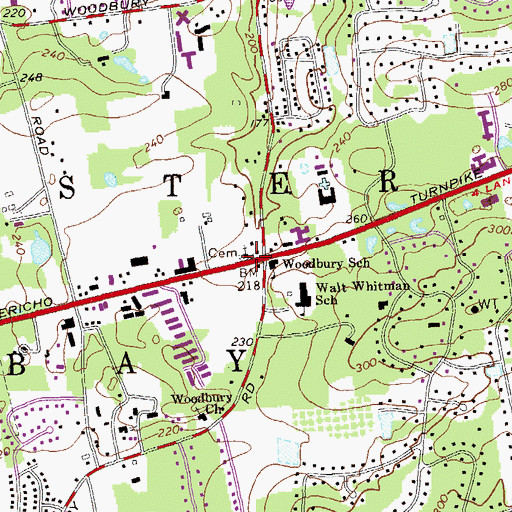 Topographic Map of Woodbury Church, NY