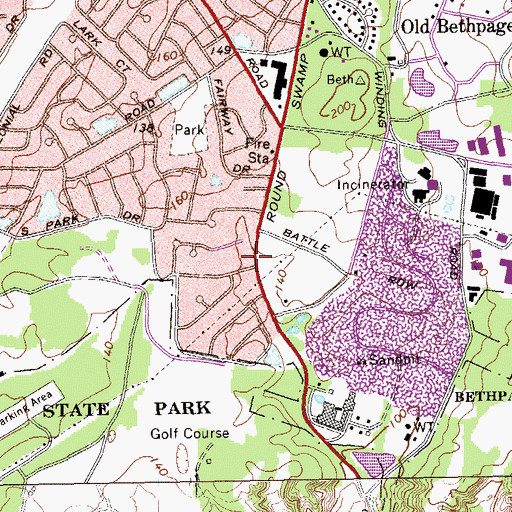 Topographic Map of Bethpage School (historical), NY