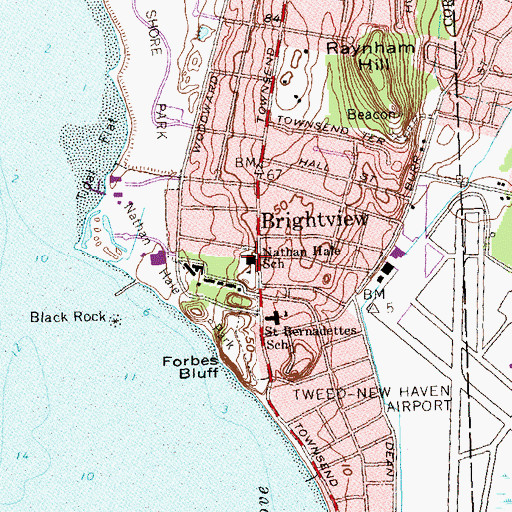 Topographic Map of Nathan Hale School, CT