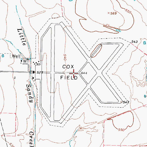 Topographic Map of Cox Army Air Field (historical), TX