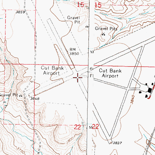 Topographic Map of Cut Bank Army Air Field (historical), MT