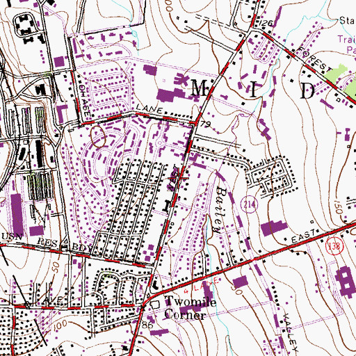Topographic Map of John F Kennedy Elementary School, RI