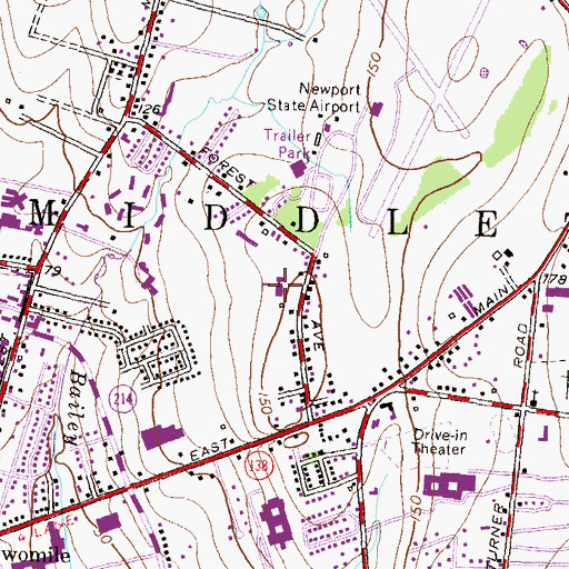 Topographic Map of Forest Avenue Elementary School, RI