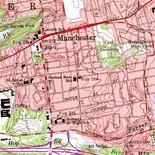 Topographic Map of Nathan Hale School, CT