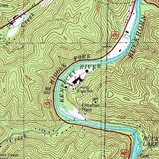 Topographic Map of Country High School, KY