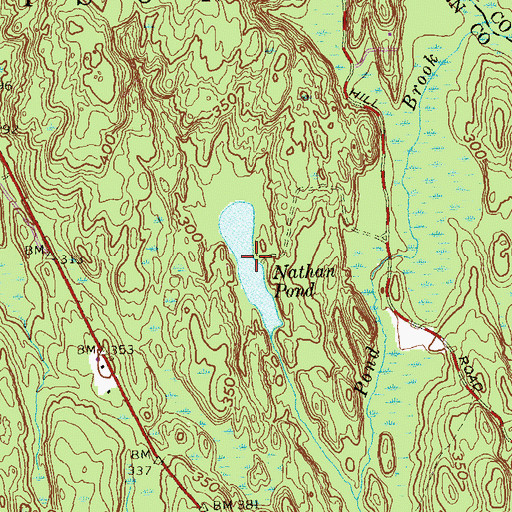 Topographic Map of Nathan Pond, CT