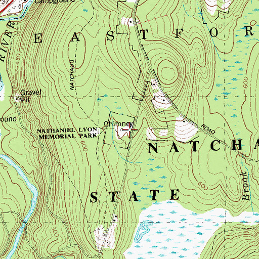 Topographic Map of Nathaniel Lyon Memorial Park, CT
